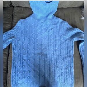 Vineyard Vines Blue Cable Knit 100% Cashmere Turtleneck Pullover Sweater Size M